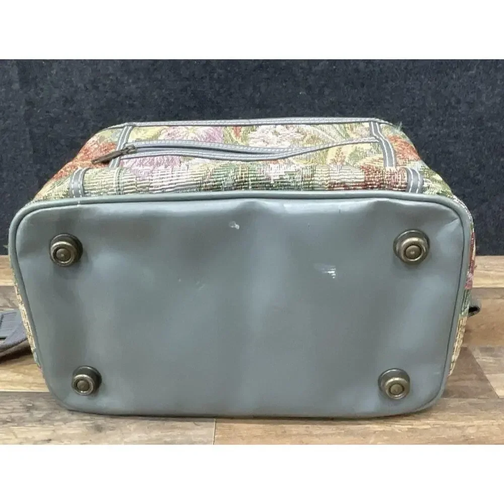 2 VINTAGE EUC LEISURE LUGGAGE BLUE TAPESTRY CARRYON BAG